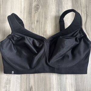 NWOT Glamorise Sport Black Wireless Bra Full Coverage High Support Size 36F